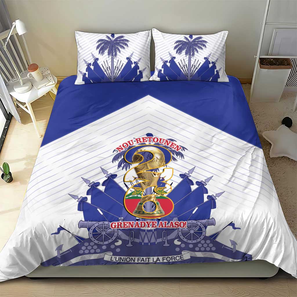 Les Grenadiers Haiti Football Bedding Set 2026 Nou Retounen White Version - African Pride