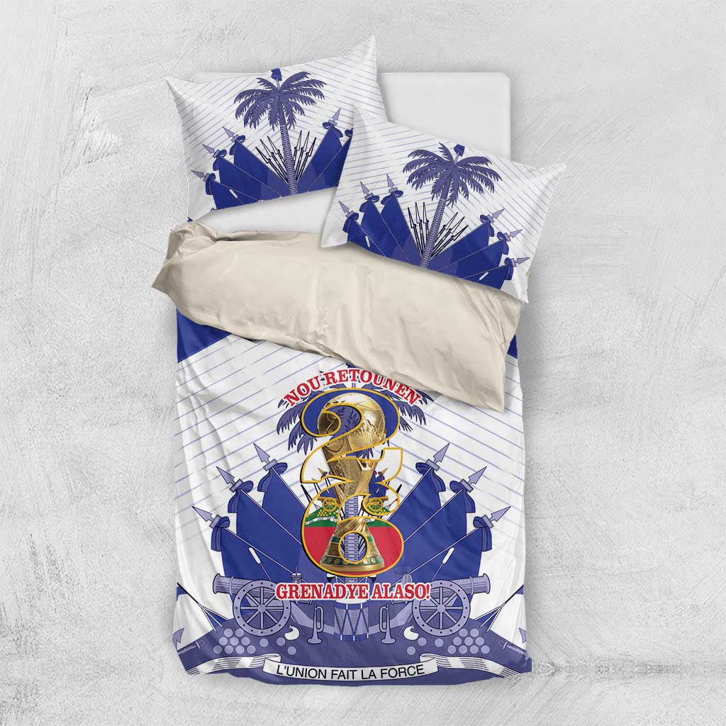 Les Grenadiers Haiti Football Bedding Set 2026 Nou Retounen White Version - African Pride