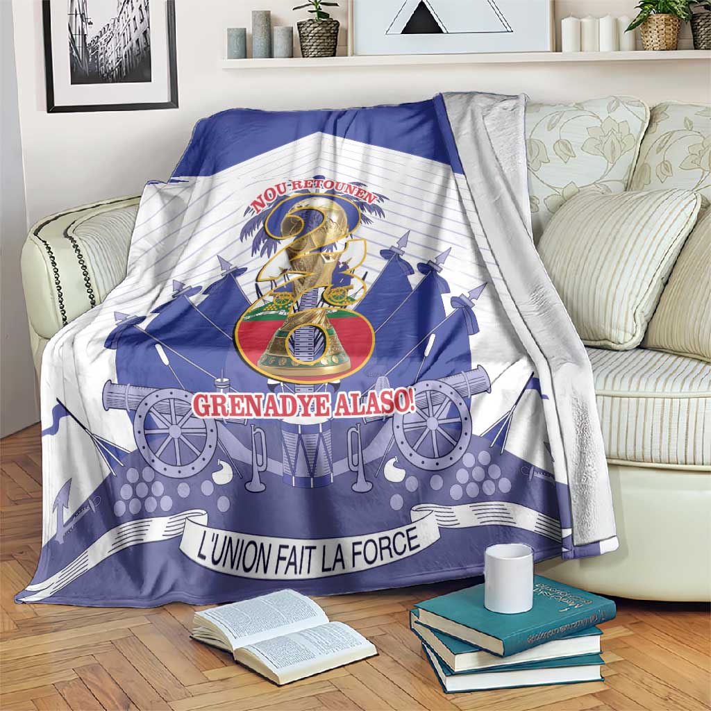 Les Grenadiers Haiti Football Blanket 2026 Nou Retounen White Version - African Pride