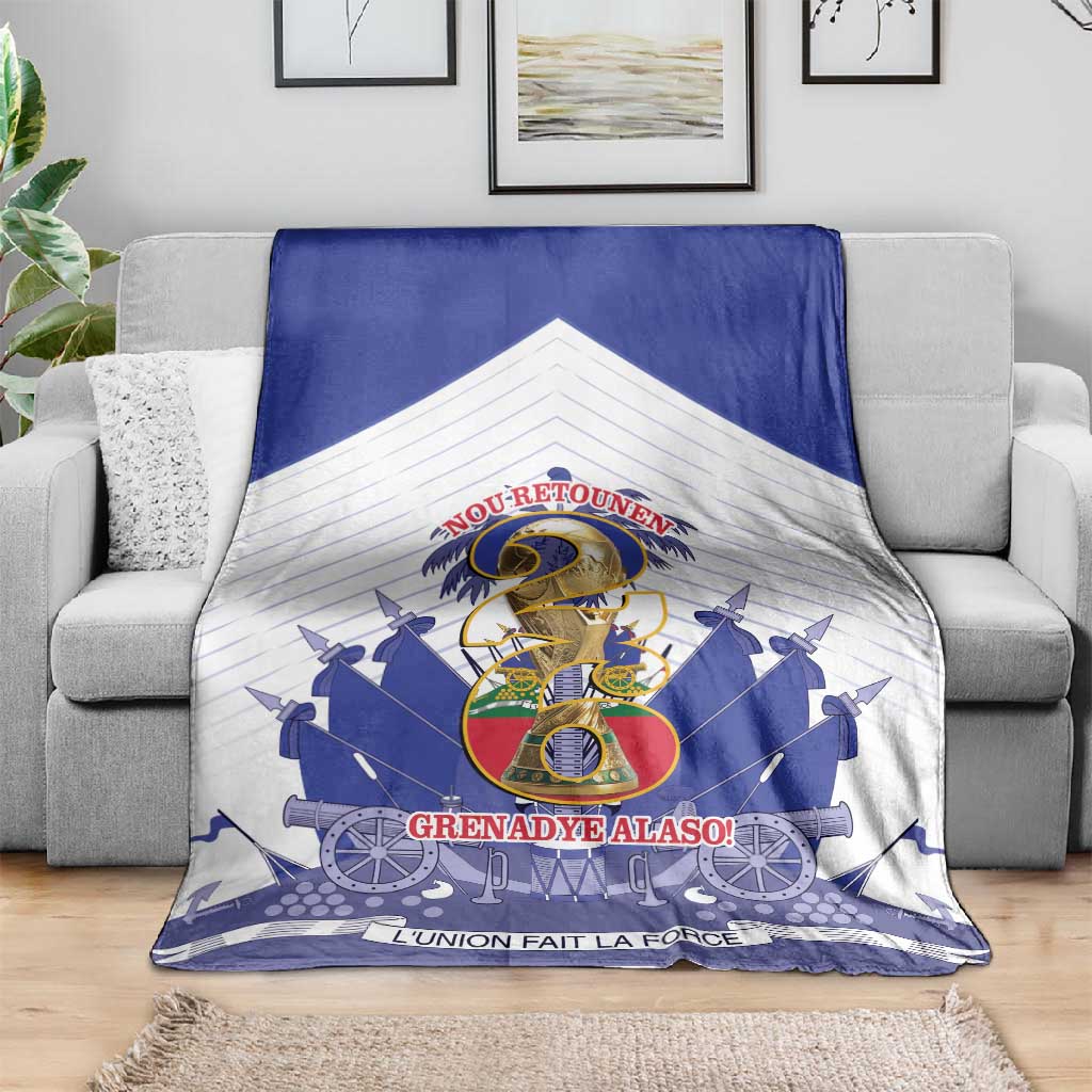 Les Grenadiers Haiti Football Blanket 2026 Nou Retounen White Version - African Pride