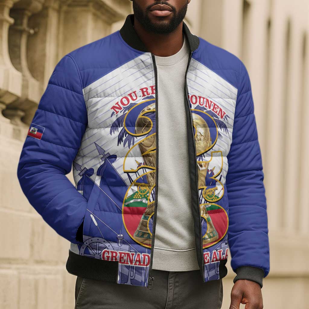 Personalized Les Grenadiers Haiti Football Bomber Puffer Jacket 2026 Nou Retounen White Version