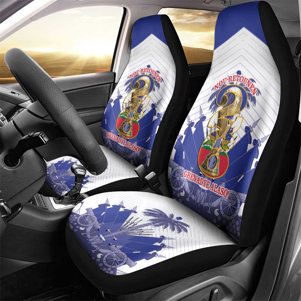 Les Grenadiers Haiti Football Car Seat Cover 2026 Nou Retounen White Version - African Pride