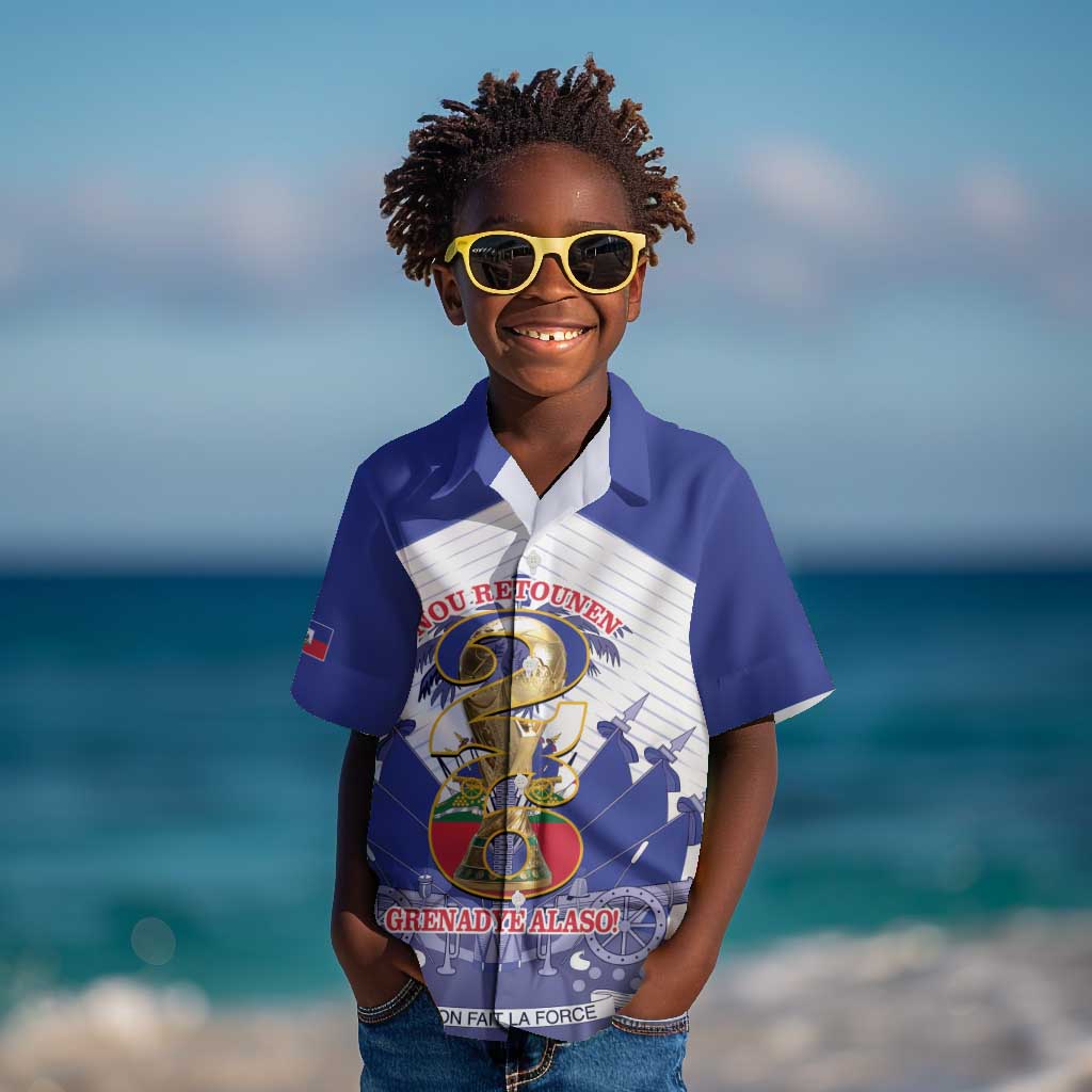 Personalized Les Grenadiers Haiti Football Kid Hawaiian Shirt 2026 Nou Retounen White Version LT14