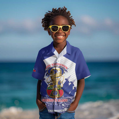 Personalized Les Grenadiers Haiti Football Kid Hawaiian Shirt 2026 Nou Retounen White Version LT14