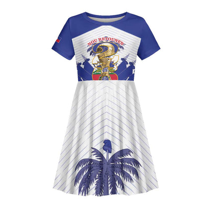 Personalized Les Grenadiers Haiti Football Kid Short Sleeve Dress 2026 Nou Retounen White Version LT14