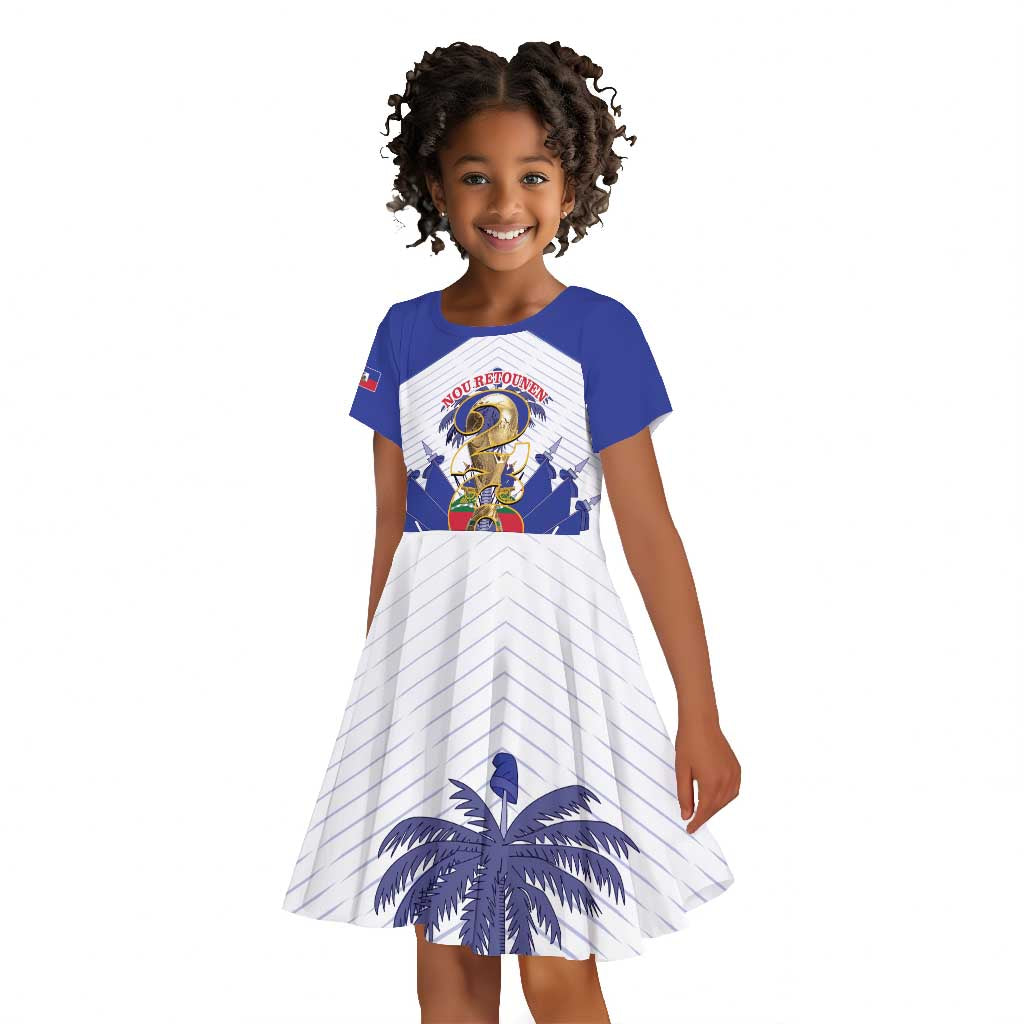 Personalized Les Grenadiers Haiti Football Kid Short Sleeve Dress 2026 Nou Retounen White Version LT14