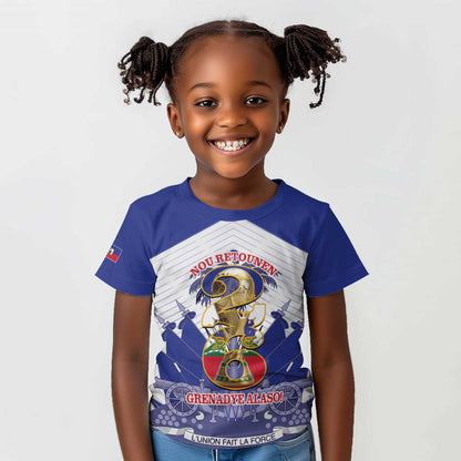 Personalized Les Grenadiers Haiti Football Kid T shirt 2026 Nou Retounen White Version LT14