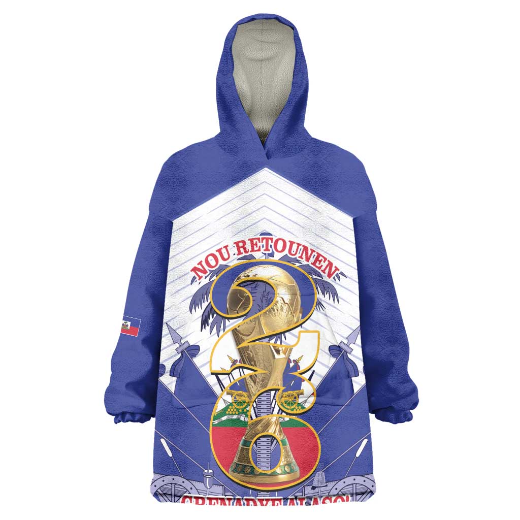 Personalized Les Grenadiers Haiti Football Kid Wearable Blanket Hoodie 2026 Nou Retounen White Version - African Pride