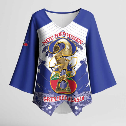 Personalized Les Grenadiers Haiti Football Kimono Sleeve Blouse 2026 Nou Retounen White Version