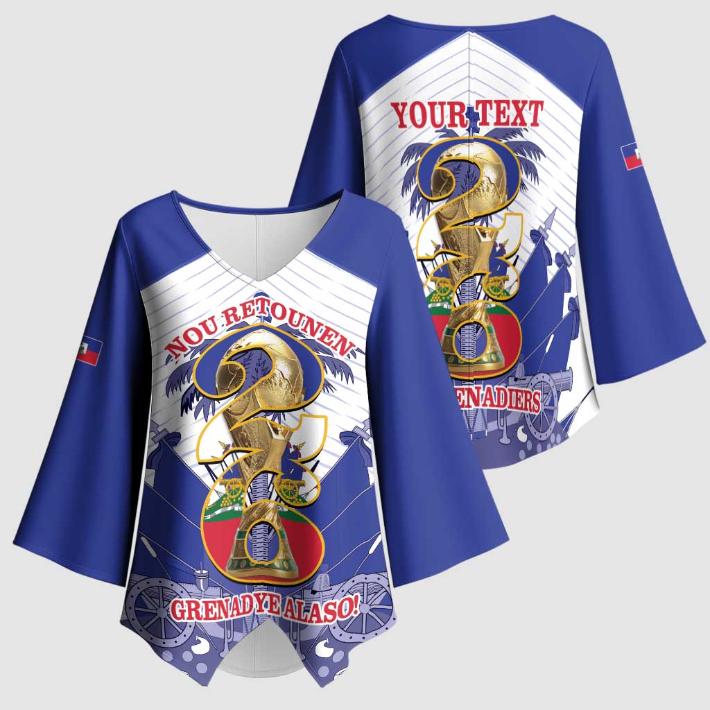 Personalized Les Grenadiers Haiti Football Kimono Sleeve Blouse 2026 Nou Retounen White Version