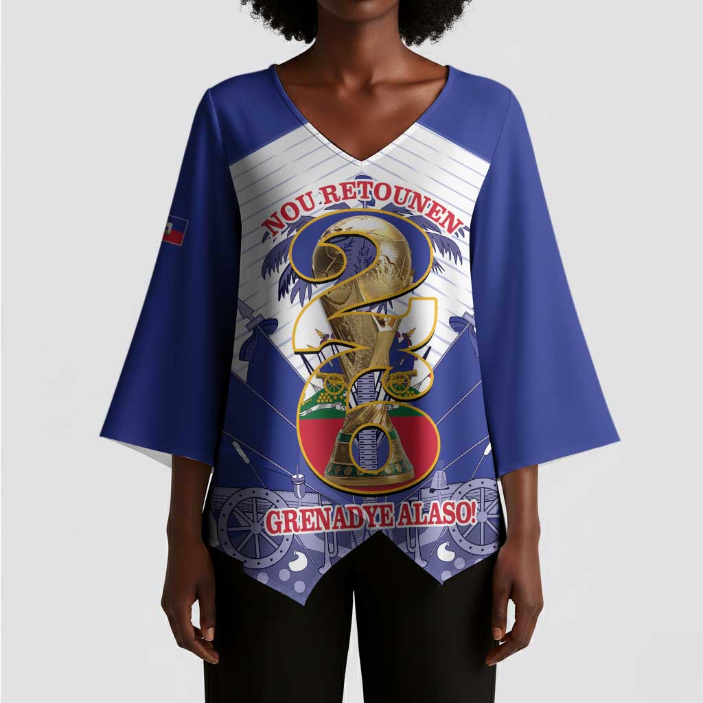 Personalized Les Grenadiers Haiti Football Kimono Sleeve Blouse 2026 Nou Retounen White Version