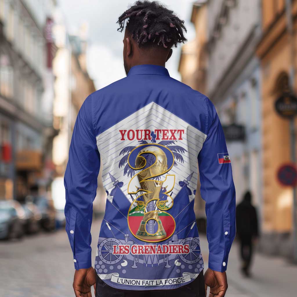 Personalized Les Grenadiers Haiti Football Long Sleeve Button Shirt 2026 Nou Retounen White Version - African Pride