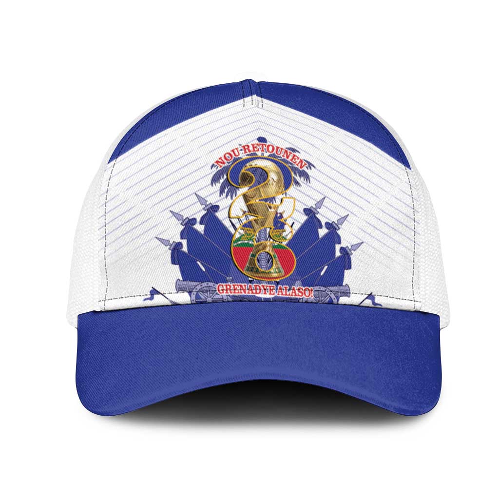 Les Grenadiers Haiti Football Mesh Trucker Cap 2026 Nou Retounen White Version - African Pride