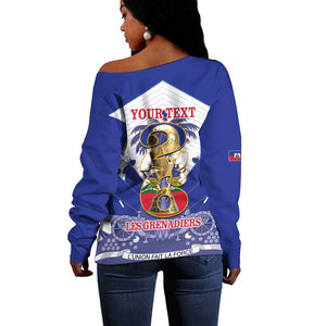 Personalized Les Grenadiers Haiti Football Off Shoulder Sweater 2026 Nou Retounen White Version - African Pride