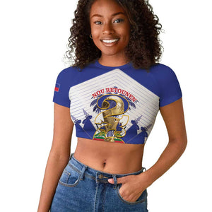 Personalized Les Grenadiers Haiti Football Raglan Cropped T shirt 2026 Nou Retounen White Version LT14
