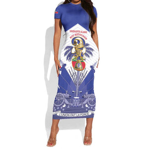Personalized Les Grenadiers Haiti Football Short Sleeve Bodycon Dress 2026 Nou Retounen White Version LT14