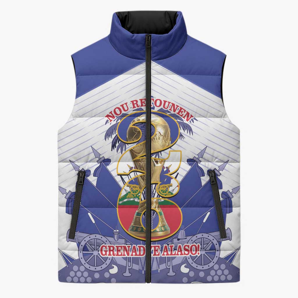 Personalized Les Grenadiers Haiti Football Sleeveless Puffer Jacket 2026 Nou Retounen White Version