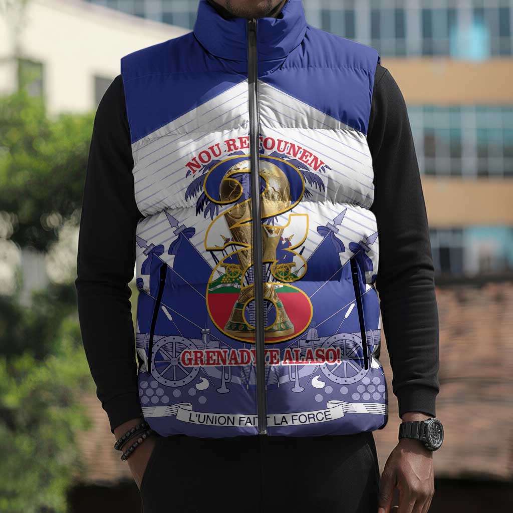 Personalized Les Grenadiers Haiti Football Sleeveless Puffer Jacket 2026 Nou Retounen White Version