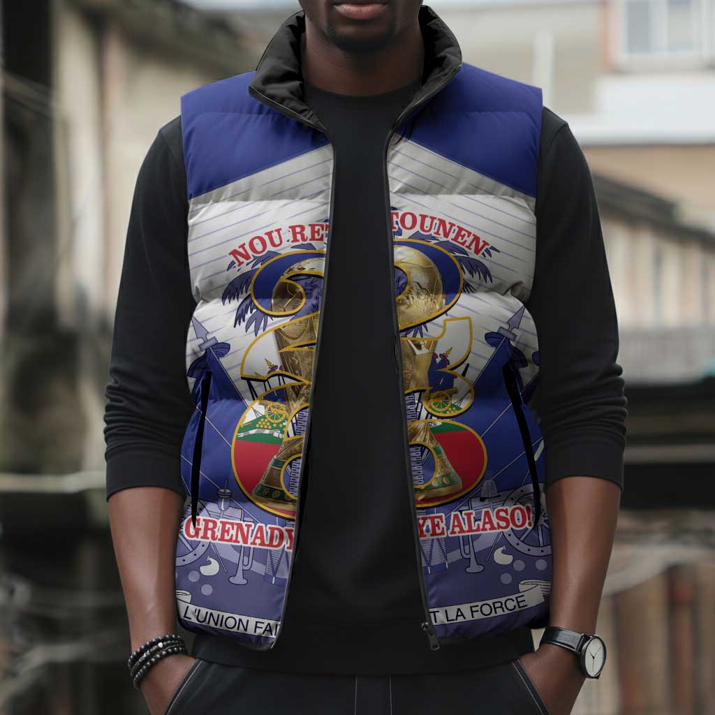 Personalized Les Grenadiers Haiti Football Sleeveless Puffer Jacket 2026 Nou Retounen White Version