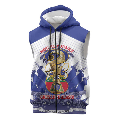 Personalized Les Grenadiers Haiti Football Sleeveless Zip Hoodie 2026 Nou Retounen White Version - African Pride