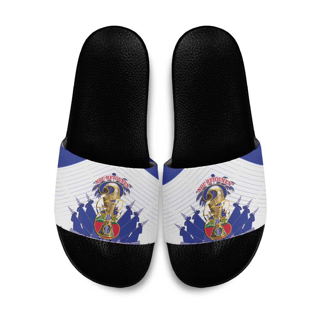 Les Grenadiers Haiti Football Slide Sandals 2026 Nou Retounen White Version