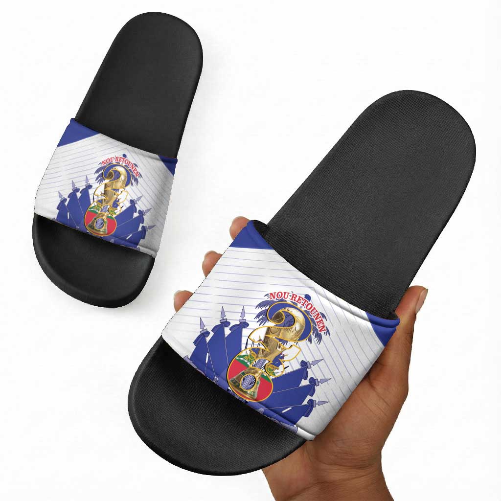 Les Grenadiers Haiti Football Slide Sandals 2026 Nou Retounen White Version