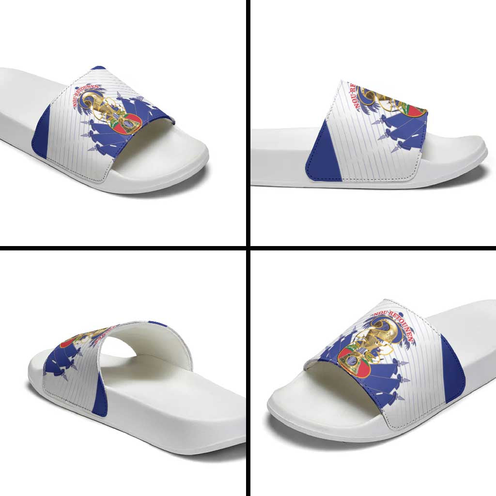 Les Grenadiers Haiti Football Slide Sandals 2026 Nou Retounen White Version