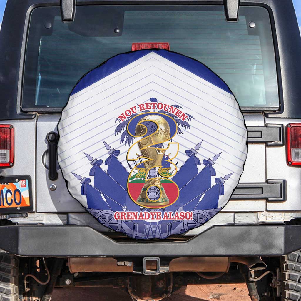 Les Grenadiers Haiti Football Spare Tire Cover 2026 Nou Retounen White Version - African Pride