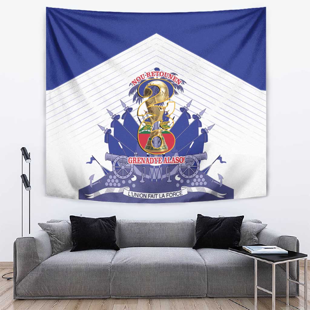 Les Grenadiers Haiti Football Tapestry 2026 Nou Retounen White Version - African Pride
