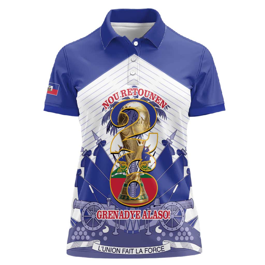 Personalized Les Grenadiers Haiti Football Women Polo Shirt 2026 Nou Retounen White Version LT14