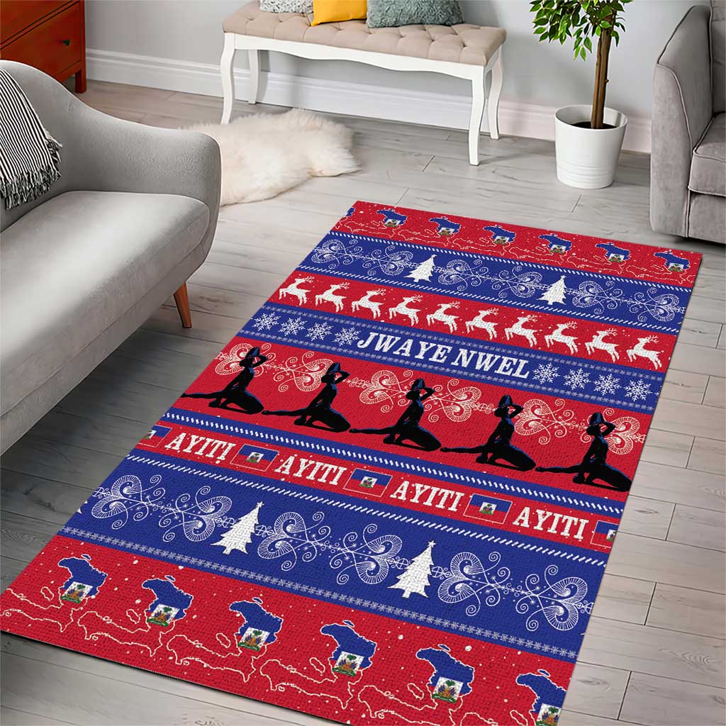 Afro Haiti Christmas Area Rug Jwaye Nwel Ayiti Neg Marron Veve Vodou - African Pride