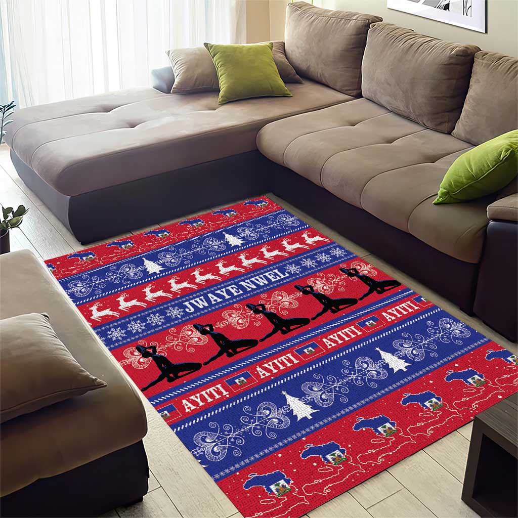 Afro Haiti Christmas Area Rug Jwaye Nwel Ayiti Neg Marron Veve Vodou - African Pride