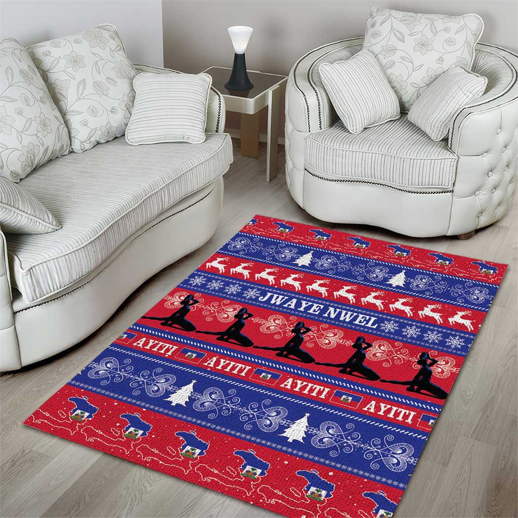 Afro Haiti Christmas Area Rug Jwaye Nwel Ayiti Neg Marron Veve Vodou - African Pride