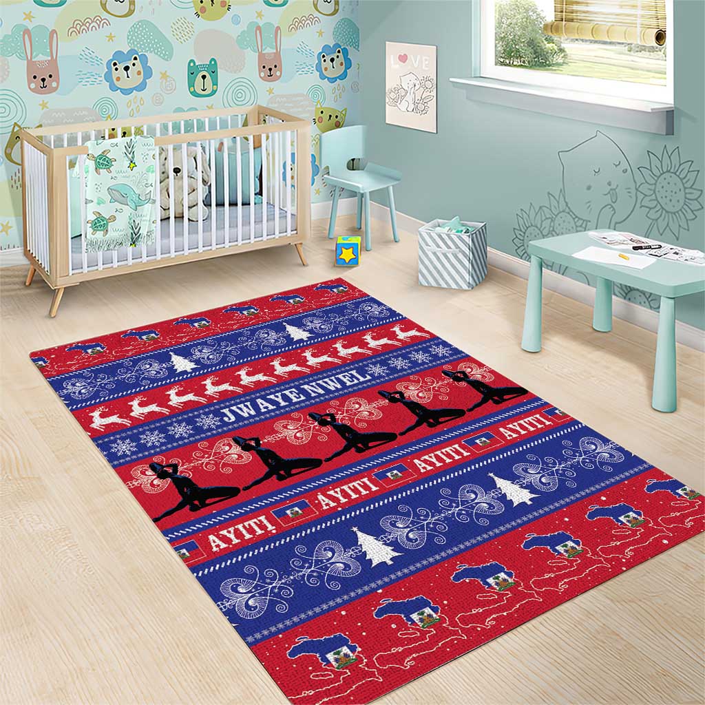 Afro Haiti Christmas Area Rug Jwaye Nwel Ayiti Neg Marron Veve Vodou - African Pride