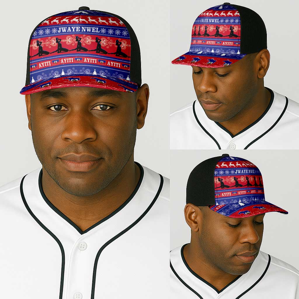 Afro Haiti Christmas Baseball Net Cap Jwaye Nwel Ayiti Neg Marron Veve Vodou - African Pride