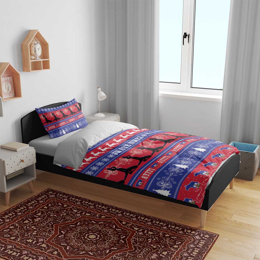Afro Haiti Christmas Bedding Set Jwaye Nwel Ayiti Neg Marron Veve Vodou - African Pride