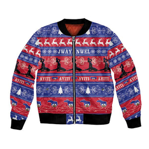 Afro Haiti Christmas Bomber Jacket Jwaye Nwel Ayiti Neg Marron Veve Vodou - African Pride