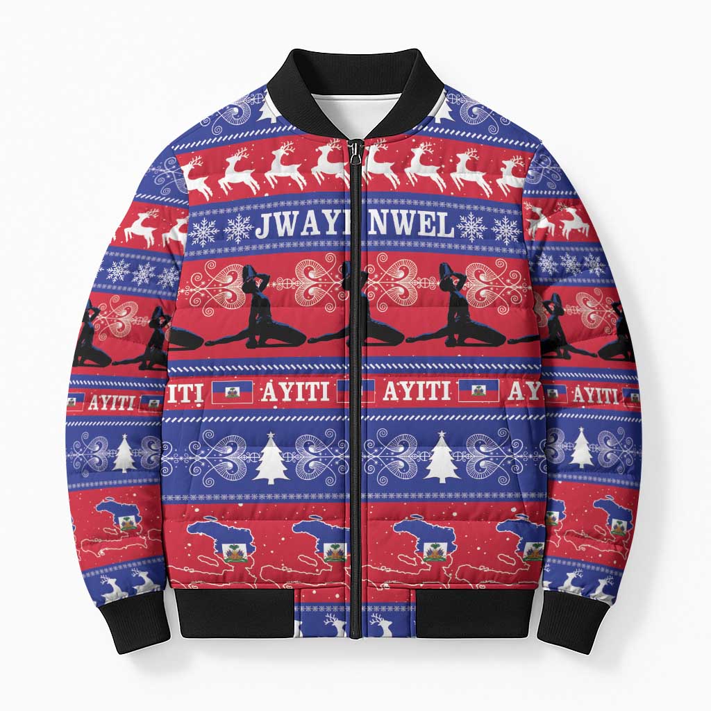 Haiti Christmas Bomber Puffer Jacket Jwaye Nwel Ayiti Neg Marron Veve Vodou