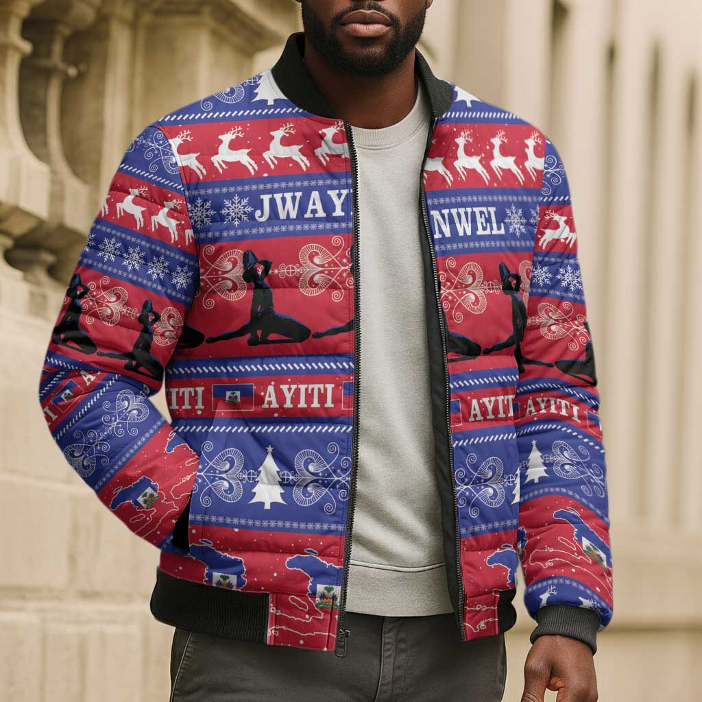 Haiti Christmas Bomber Puffer Jacket Jwaye Nwel Ayiti Neg Marron Veve Vodou