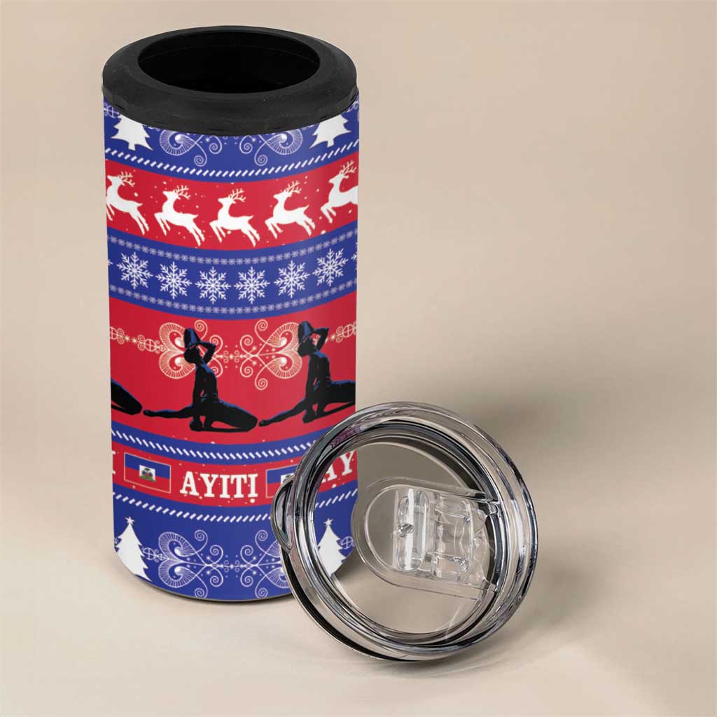 Afro Haiti Christmas 4 in 1 Can Cooler Tumbler Jwaye Nwel Ayiti Neg Marron Veve Vodou - African Pride