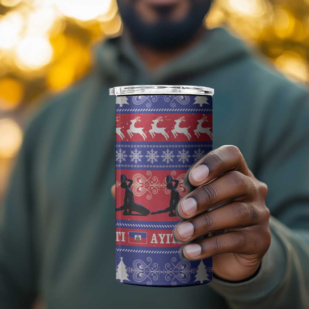 Afro Haiti Christmas 4 in 1 Can Cooler Tumbler Jwaye Nwel Ayiti Neg Marron Veve Vodou - African Pride