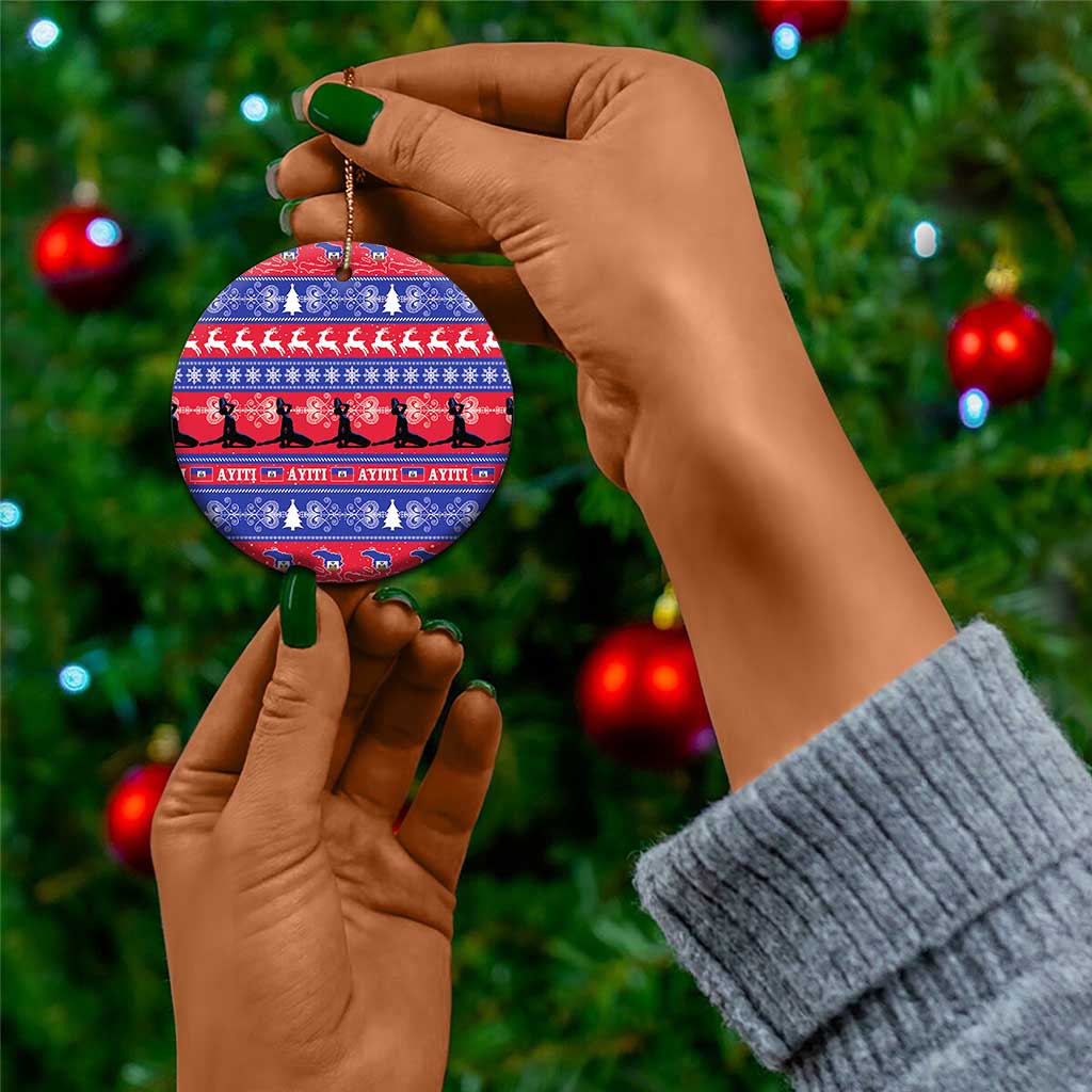 Afro Haiti Christmas Ceramic Ornament Jwaye Nwel Ayiti Neg Marron Veve Vodou - African Pride