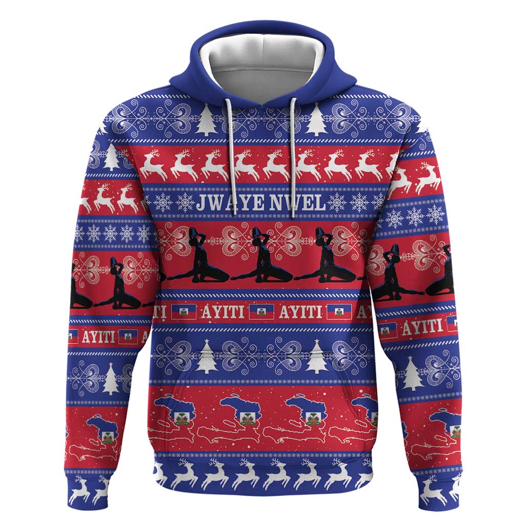 Afro Haiti Christmas Hoodie Jwaye Nwel Ayiti Neg Marron Veve Vodou - African Pride