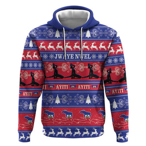 Afro Haiti Christmas Hoodie Jwaye Nwel Ayiti Neg Marron Veve Vodou - African Pride