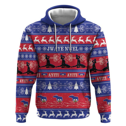 Afro Haiti Christmas Hoodie Jwaye Nwel Ayiti Neg Marron Veve Vodou - African Pride