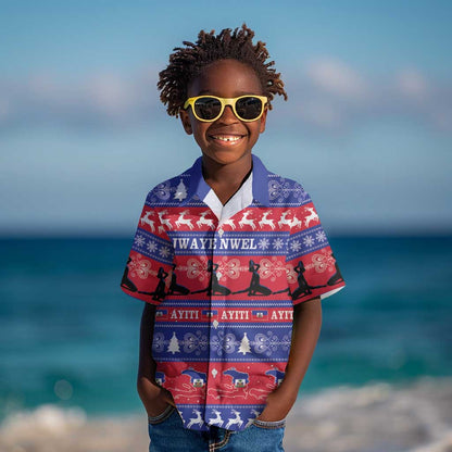 Afro Haiti Christmas Kid Hawaiian Shirt Jwaye Nwel Ayiti Neg Marron Veve Vodou LT14
