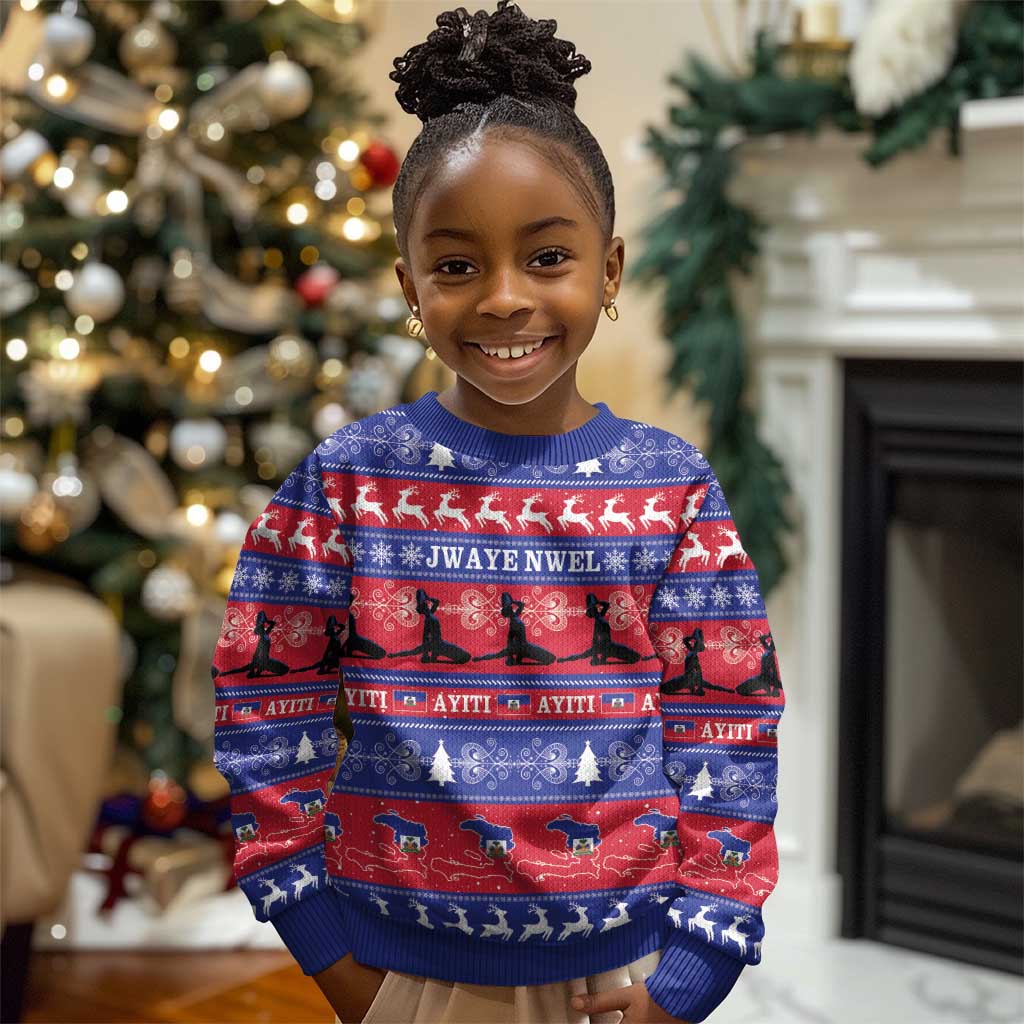 Afro Haiti Christmas Kid Ugly Christmas Sweater Jwaye Nwel Ayiti Neg Marron Veve Vodou - African Pride