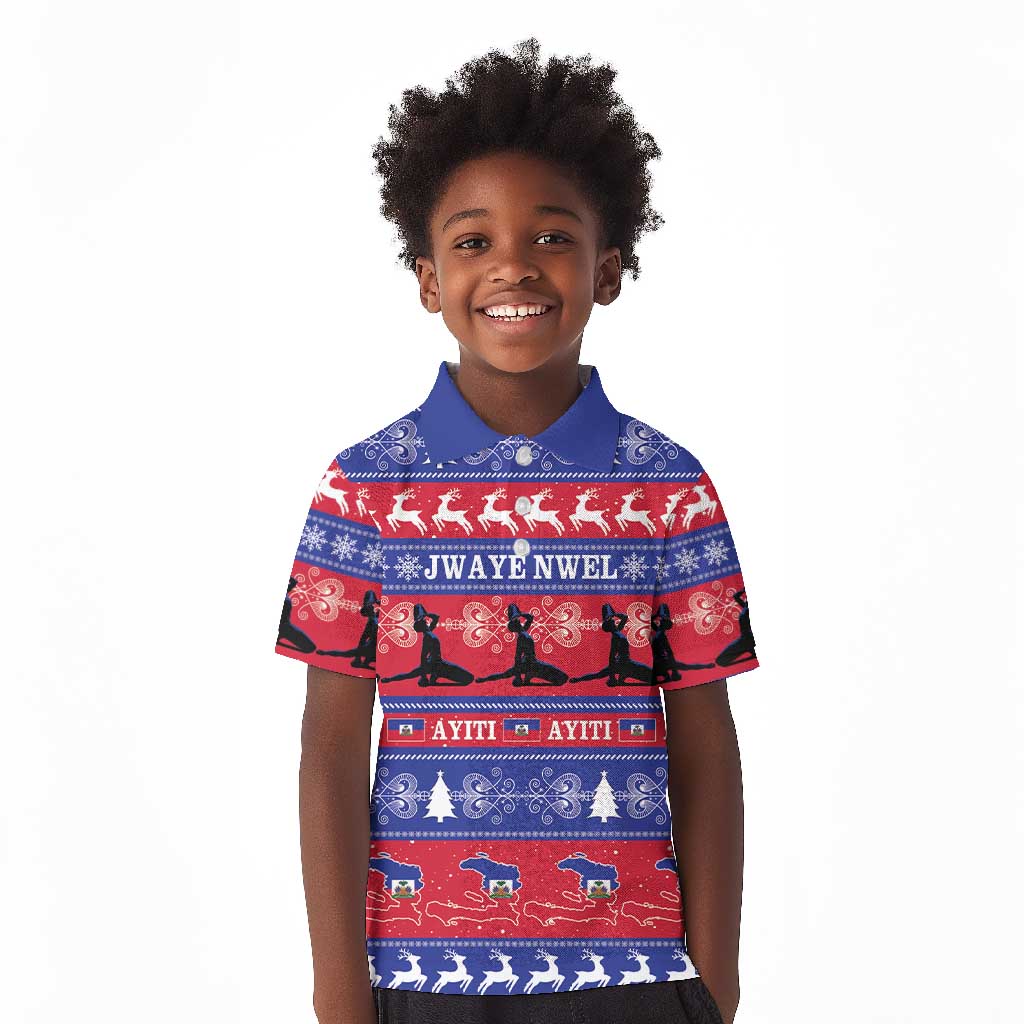 Afro Haiti Christmas Kid Polo Shirt Jwaye Nwel Ayiti Neg Marron Veve Vodou LT14