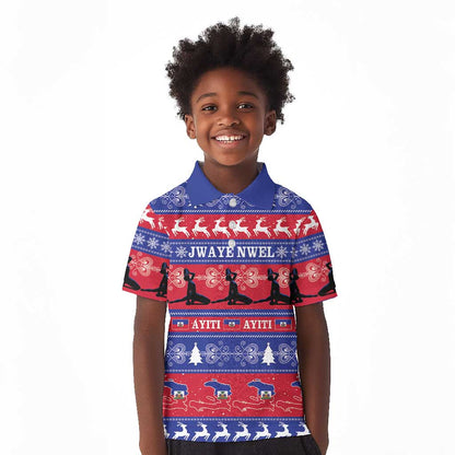 Afro Haiti Christmas Kid Polo Shirt Jwaye Nwel Ayiti Neg Marron Veve Vodou LT14