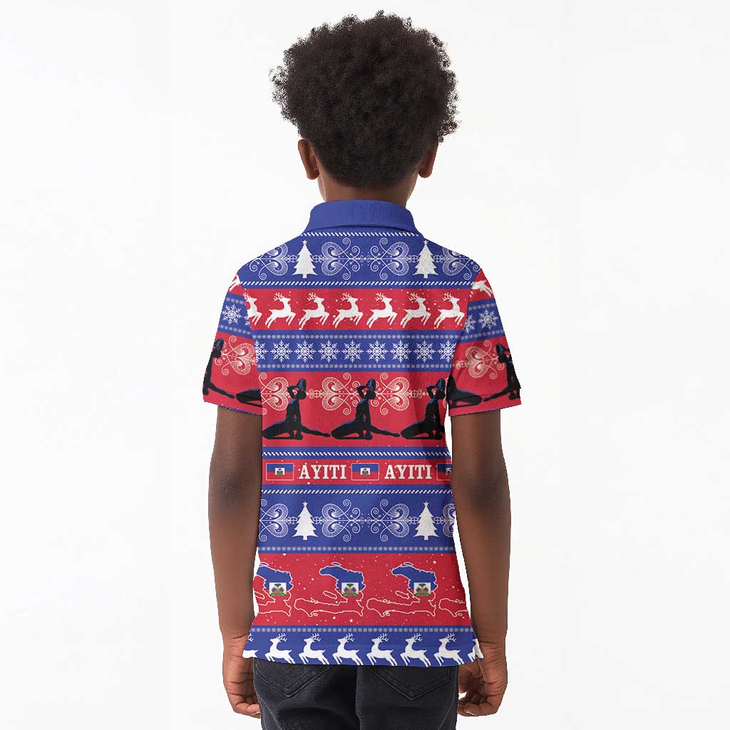 Afro Haiti Christmas Kid Polo Shirt Jwaye Nwel Ayiti Neg Marron Veve Vodou LT14